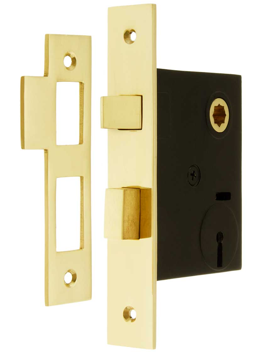 Mortise Lock with Solid Brass Faceplate 2 1/4" Backset House of